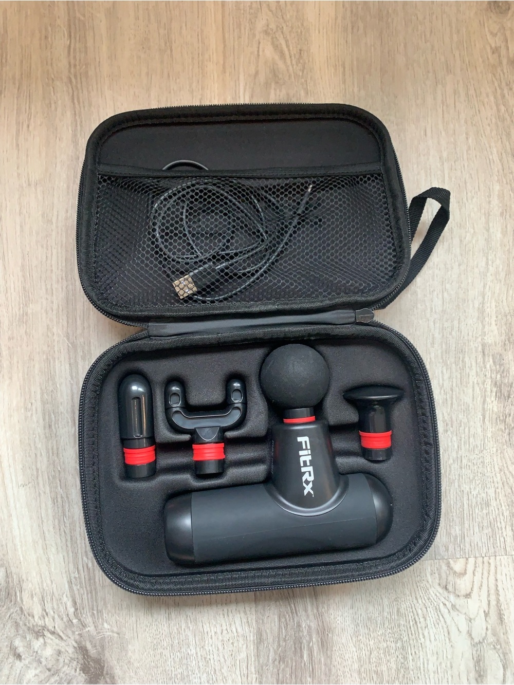NWOB. FitRx Mini Muscle Massage Gun Set with Hard Travel Case